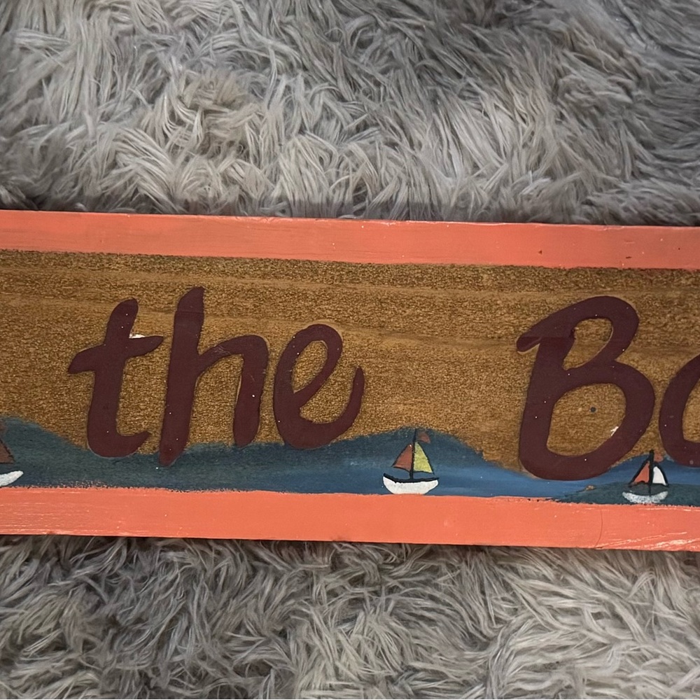 Nautical Wooden Sign with Coral and Brown Accents